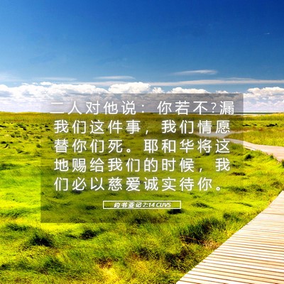 Picture 05 - 约 书 亚 记 2:14 CUVS - 二 人 对 他 说 ： 你 若 不 ? 漏 我 们 - Bible Verse Picture