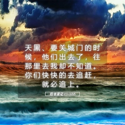 Picture 05 - 约 书 亚 记 2:5 CUVS - 天 黑 、 要 关 城 门 的 时 候 ， 他 - Bible Verse Picture
