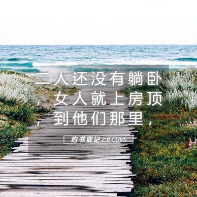 Picture 05 - 约 书 亚 记 2:8 CUVS - 二 人 还 没 有 躺 卧 ， 女 人 就 上 - Bible Verse Picture
