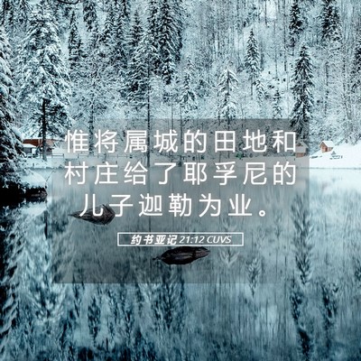 Picture 05 - 约 书 亚 记 21:12 CUVS - 惟 将 属 城 的 田 地 和 村 庄 给 了 - Bible Verse Picture