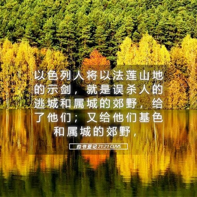 Picture 05 - 约 书 亚 记 21:21 CUVS - 以 色 列 人 将 以 法 莲 山 地 的 示 - Bible Verse Picture