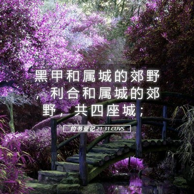 Picture 05 - 约 书 亚 记 21:31 CUVS - 黑 甲 和 属 城 的 郊 野 ， 利 合 和 - Bible Verse Picture