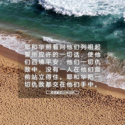 Picture 05 - 约 书 亚 记 21:44 CUVS - 耶 和 华 照 着 向 他 们 列 祖 起 誓 - Bible Verse Picture