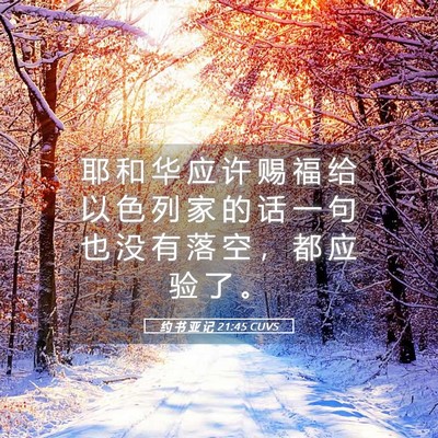 Picture 05 - 约 书 亚 记 21:45 CUVS - 耶 和 华 应 许 赐 福 给 以 色 列 家 - Bible Verse Picture