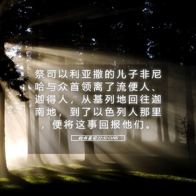 Picture 05 - 约 书 亚 记 22:32 CUVS - 祭 司 以 利 亚 撒 的 儿 子 非 尼 哈 - Bible Verse Picture