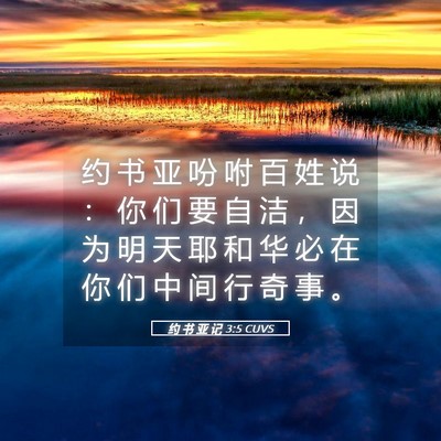 Picture 05 - 约 书 亚 记 3:5 CUVS - 约 书 亚 吩 咐 百 姓 说 ： 你 们 要 - Bible Verse Picture