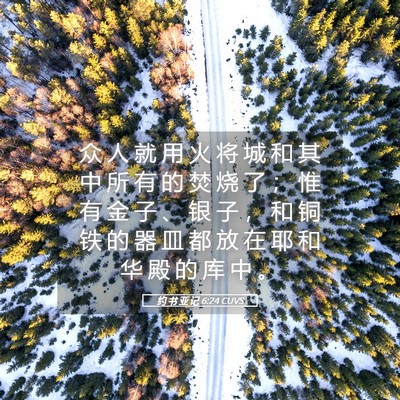Picture 05 - 约 书 亚 记 6:24 CUVS - 众 人 就 用 火 将 城 和 其 中 所 有 - Bible Verse Picture