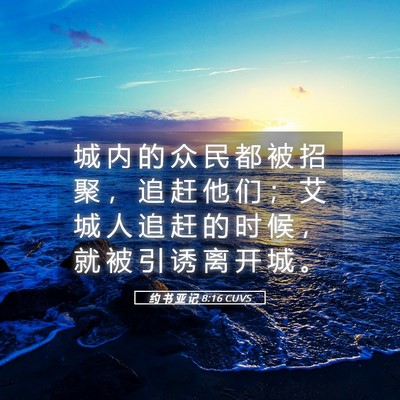 Picture 05 - 约 书 亚 记 8:16 CUVS - 城 内 的 众 民 都 被 招 聚 ， 追 赶 - Bible Verse Picture