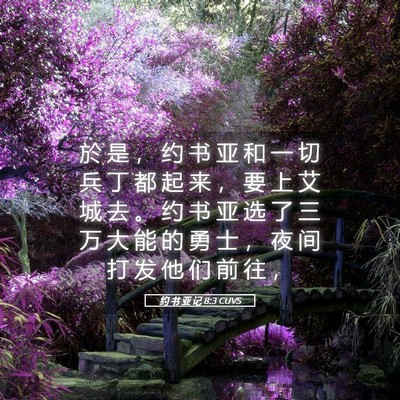 Picture 05 - 约 书 亚 记 8:3 CUVS - 於 是 ， 约 书 亚 和 一 切 兵 丁 都 - Bible Verse Picture
