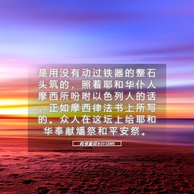 Picture 05 - 约 书 亚 记 8:31 CUVS - 是 用 没 有 动 过 铁 器 的 整 石 头 - Bible Verse Picture