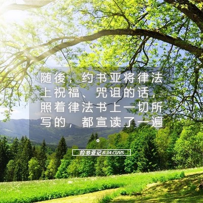 Picture 05 - 约 书 亚 记 8:34 CUVS - 随 後 ， 约 书 亚 将 律 法 上 祝 福 - Bible Verse Picture