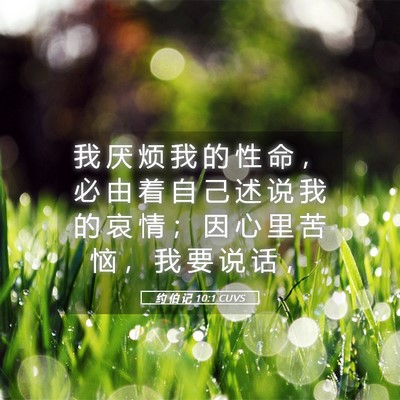 Picture 05 - 约 伯 记 10:1 CUVS - 我 厌 烦 我 的 性 命 ， 必 由 着 自 - Bible Verse Picture