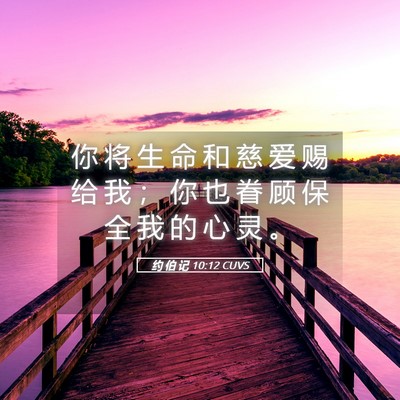 Picture 05 - 约 伯 记 10:12 CUVS - 你 将 生 命 和 慈 爱 赐 给 我 ； 你 - Bible Verse Picture