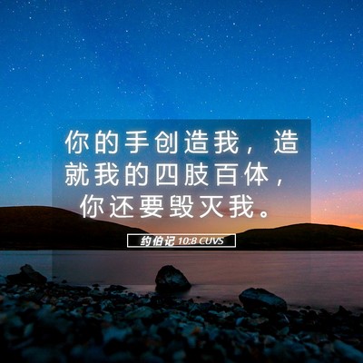 Picture 05 - 约 伯 记 10:8 CUVS - 你 的 手 创 造 我 ， 造 就 我 的 四 - Bible Verse Picture