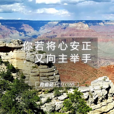 Picture 05 - 约 伯 记 11:13 CUVS - 你 若 将 心 安 正 ， 又 向 主 举 手 - Bible Verse Picture