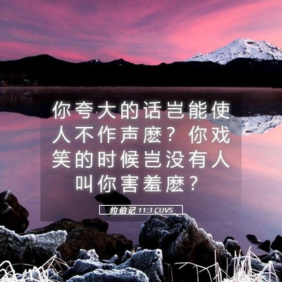 Picture 05 - 约 伯 记 11:3 CUVS - 你 夸 大 的 话 岂 能 使 人 不 作 声 - Bible Verse Picture