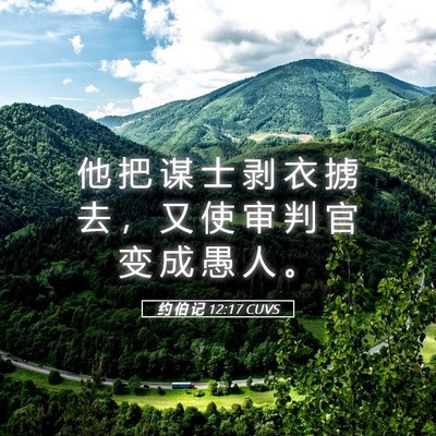 Picture 05 - 约 伯 记 12:17 CUVS - 他 把 谋 士 剥 衣 掳 去 ， 又 使 审 - Bible Verse Picture