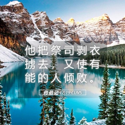 Picture 05 - 约 伯 记 12:19 CUVS - 他 把 祭 司 剥 衣 掳 去 ， 又 使 有 - Bible Verse Picture