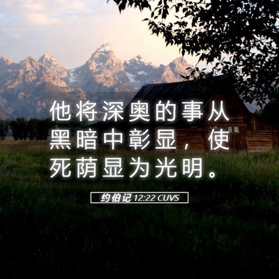 Picture 05 - 约 伯 记 12:22 CUVS - 他 将 深 奥 的 事 从 黑 暗 中 彰 显 - Bible Verse Picture