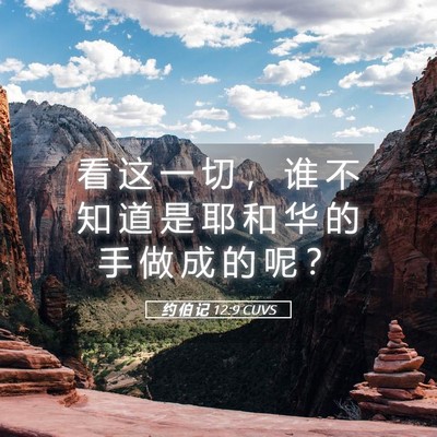 Picture 05 - 约 伯 记 12:9 CUVS - 看 这 一 切 ， 谁 不 知 道 是 耶 和 - Bible Verse Picture