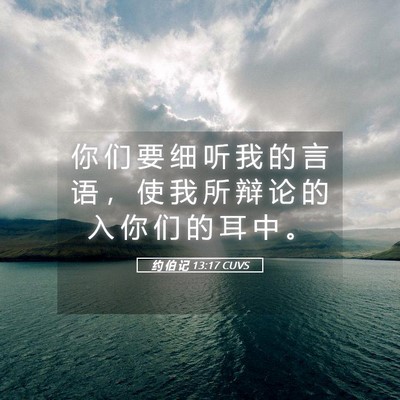 Picture 05 - 约 伯 记 13:17 CUVS - 你 们 要 细 听 我 的 言 语 ， 使 我 - Bible Verse Picture
