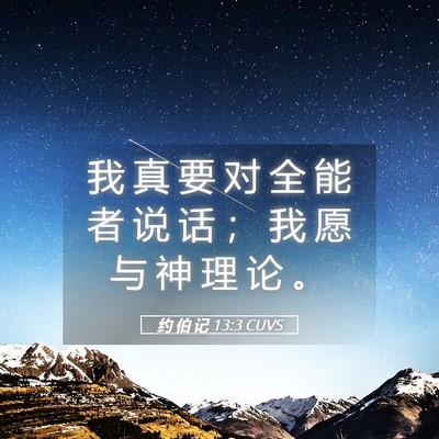 Picture 05 - 约 伯 记 13:3 CUVS - 我 真 要 对 全 能 者 说 话 ； 我 愿 - Bible Verse Picture