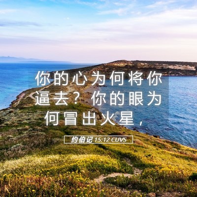 Picture 05 - 约 伯 记 15:12 CUVS - 你 的 心 为 何 将 你 逼 去 ？ 你 的 - Bible Verse Picture