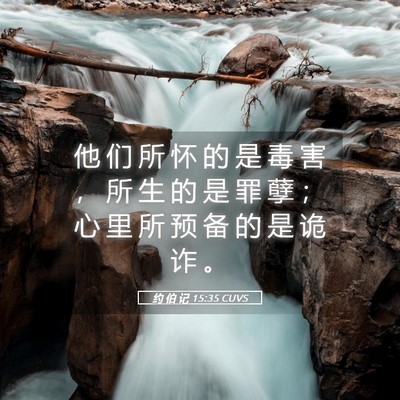 Picture 05 - 约 伯 记 15:35 CUVS - 他 们 所 怀 的 是 毒 害 ， 所 生 的 - Bible Verse Picture