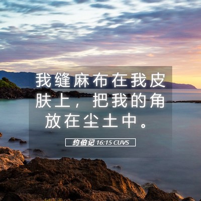 Picture 05 - 约 伯 记 16:15 CUVS - 我 缝 麻 布 在 我 皮 肤 上 ， 把 我 - Bible Verse Picture