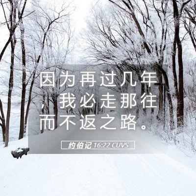 Picture 05 - 约 伯 记 16:22 CUVS - 因 为 再 过 几 年 ， 我 必 走 那 往 - Bible Verse Picture