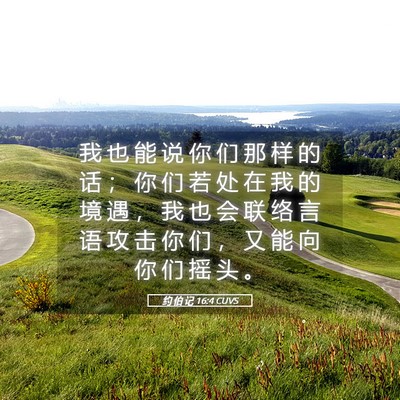 Picture 05 - 约 伯 记 16:4 CUVS - 我 也 能 说 你 们 那 样 的 话 ； 你 - Bible Verse Picture