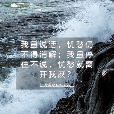 Picture 05 - 约 伯 记 16:6 CUVS - 我 虽 说 话 ， 忧 愁 仍 不 得 消 解 - Bible Verse Picture