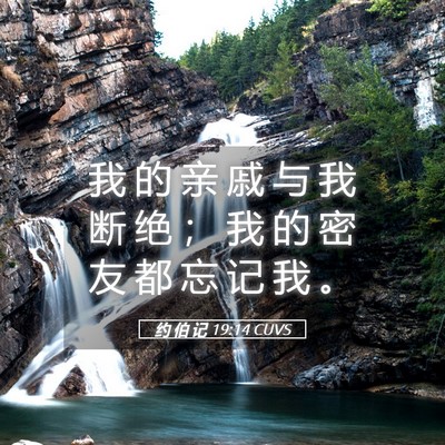 Picture 05 - 约 伯 记 19:14 CUVS - 我 的 亲 戚 与 我 断 绝 ； 我 的 密 - Bible Verse Picture