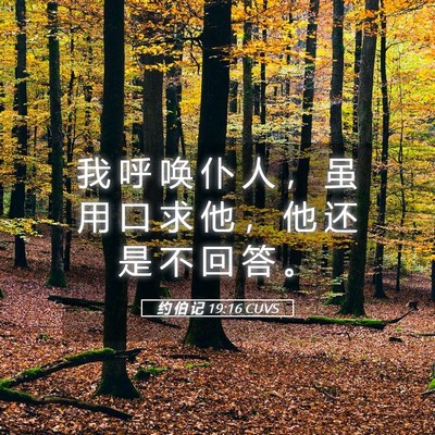 Picture 05 - 约 伯 记 19:16 CUVS - 我 呼 唤 仆 人 ， 虽 用 口 求 他 ， - Bible Verse Picture
