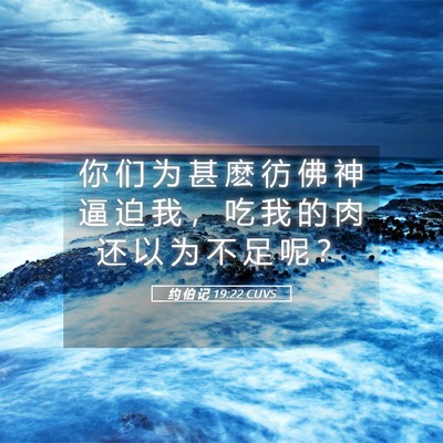 Picture 05 - 约 伯 记 19:22 CUVS - 你 们 为 甚 麽 彷 佛 神 逼 迫 我 ， - Bible Verse Picture