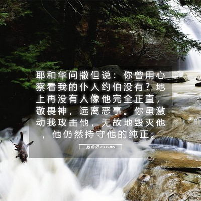 Picture 05 - 约 伯 记 2:3 CUVS - 耶 和 华 问 撒 但 说 ： 你 曾 用 心 - Bible Verse Picture