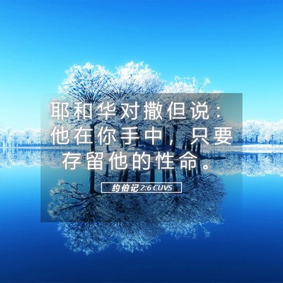 Picture 05 - 约 伯 记 2:6 CUVS - 耶 和 华 对 撒 但 说 ： 他 在 你 手 - Bible Verse Picture