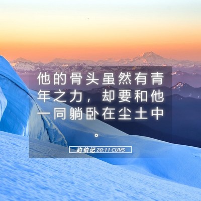 Picture 05 - 约 伯 记 20:11 CUVS - 他 的 骨 头 虽 然 有 青 年 之 力 ， - Bible Verse Picture