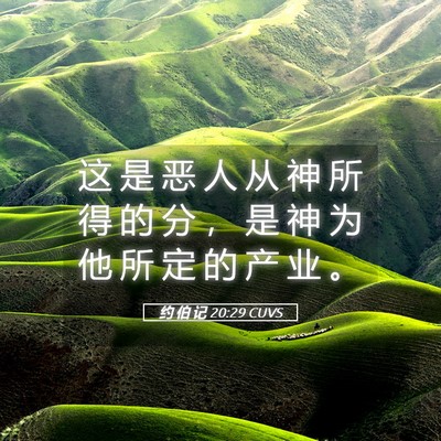 Picture 05 - 约 伯 记 20:29 CUVS - 这 是 恶 人 从 神 所 得 的 分 ， 是 - Bible Verse Picture