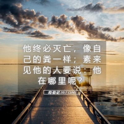 Picture 05 - 约 伯 记 20:7 CUVS - 他 终 必 灭 亡 ， 像 自 己 的 粪 一 - Bible Verse Picture