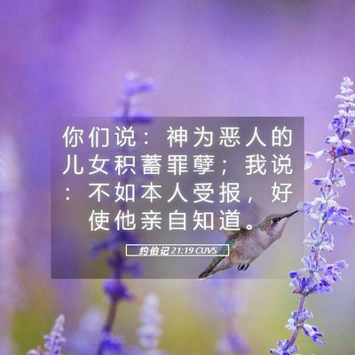 Picture 05 - 约 伯 记 21:19 CUVS - 你 们 说 ： 神 为 恶 人 的 儿 女 积 - Bible Verse Picture