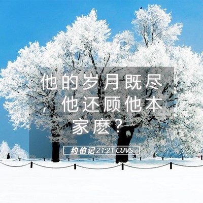 Picture 05 - 约 伯 记 21:21 CUVS - 他 的 岁 月 既 尽 ， 他 还 顾 他 本 - Bible Verse Picture