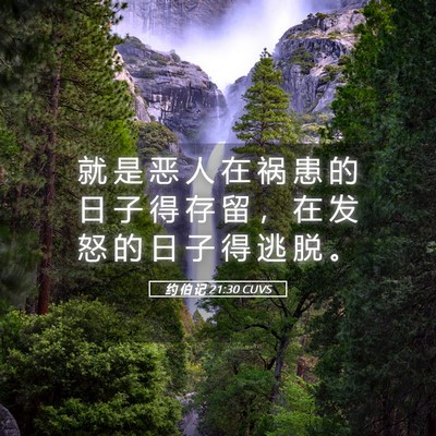 Picture 05 - 约 伯 记 21:30 CUVS - 就 是 恶 人 在 祸 患 的 日 子 得 存 - Bible Verse Picture