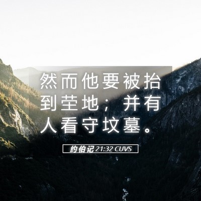 Picture 05 - 约 伯 记 21:32 CUVS - 然 而 他 要 被 抬 到 茔 地 ； 并 有 - Bible Verse Picture