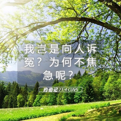 Picture 05 - 约 伯 记 21:4 CUVS - 我 岂 是 向 人 诉 冤 ？ 为 何 不 焦 - Bible Verse Picture