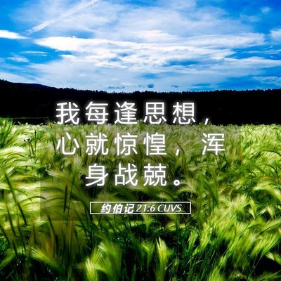 Picture 05 - 约 伯 记 21:6 CUVS - 我 每 逢 思 想 ， 心 就 惊 惶 ， 浑 - Bible Verse Picture
