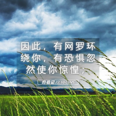 Picture 05 - 约 伯 记 22:10 CUVS - 因 此 ， 有 网 罗 环 绕 你 ， 有 恐 - Bible Verse Picture
