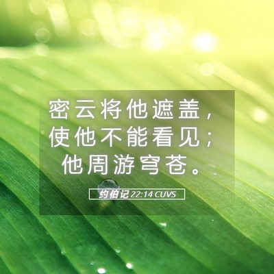 Picture 05 - 约 伯 记 22:14 CUVS - 密 云 将 他 遮 盖 ， 使 他 不 能 看 - Bible Verse Picture
