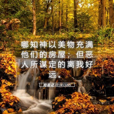 Picture 05 - 约 伯 记 22:18 CUVS - 哪 知 神 以 美 物 充 满 他 们 的 房 - Bible Verse Picture