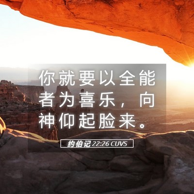 Picture 05 - 约 伯 记 22:26 CUVS - 你 就 要 以 全 能 者 为 喜 乐 ， 向 - Bible Verse Picture
